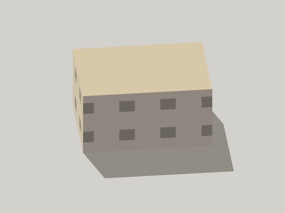 Vivienda con el patrón anterior de ventanas cuadradas