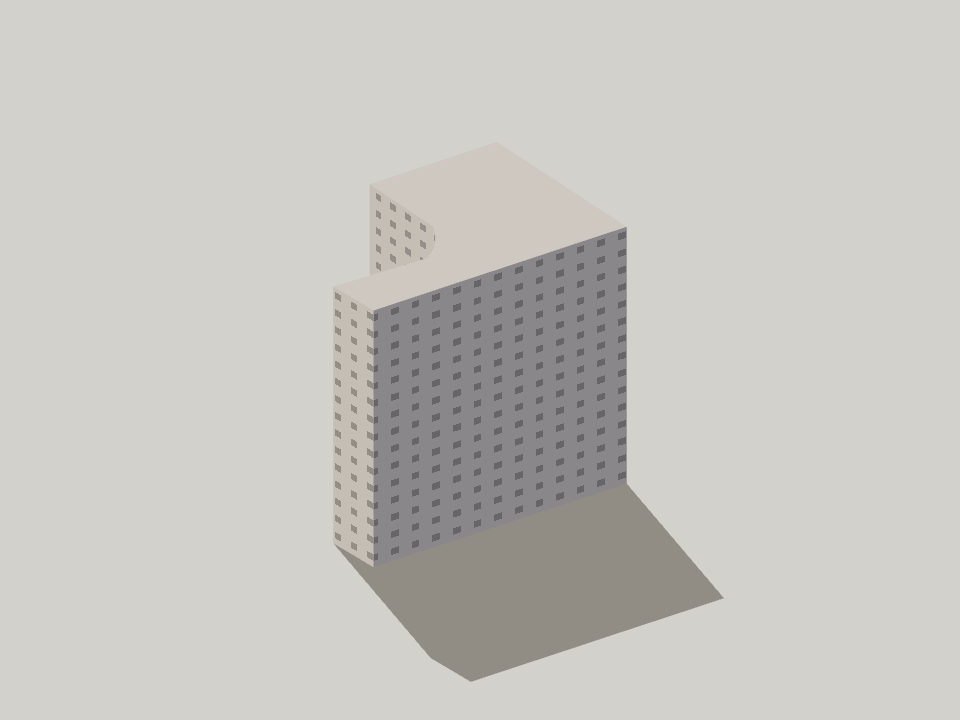 Bloque residencial con ventanas genéricas del render v16