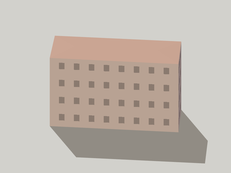 Edificio con la misma altura total y una cubierta baja de medio metro