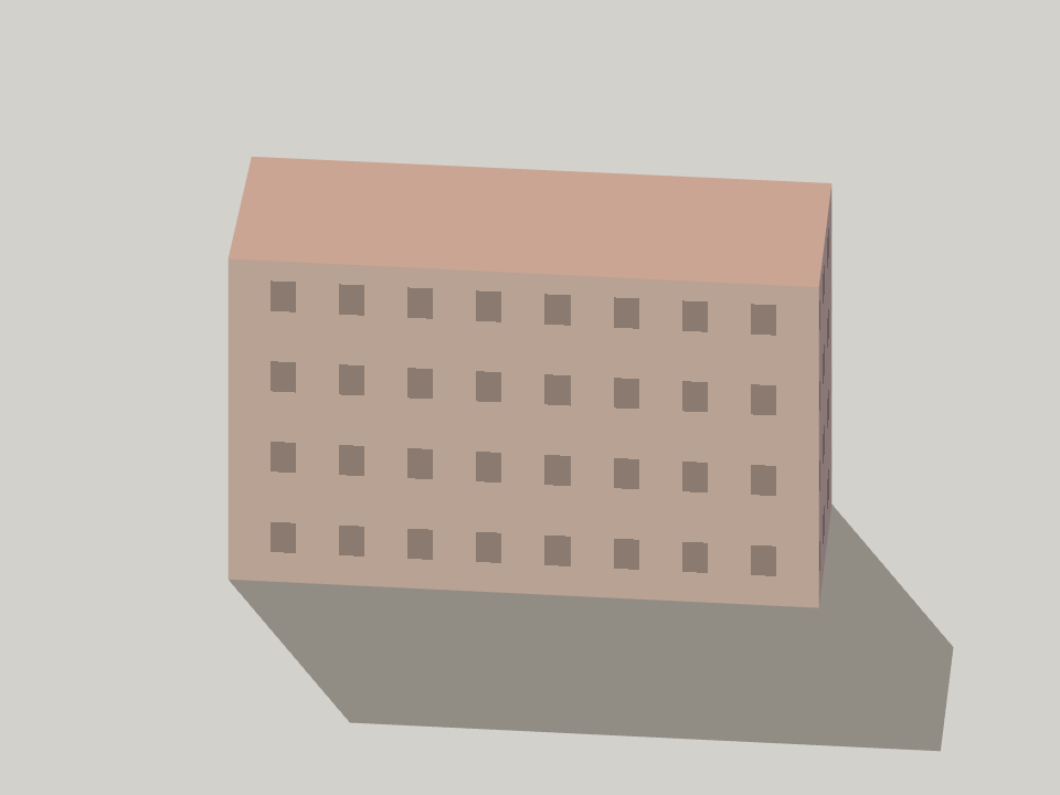 Control prismático de un edificio de altura total declarada de 21,5 metros
