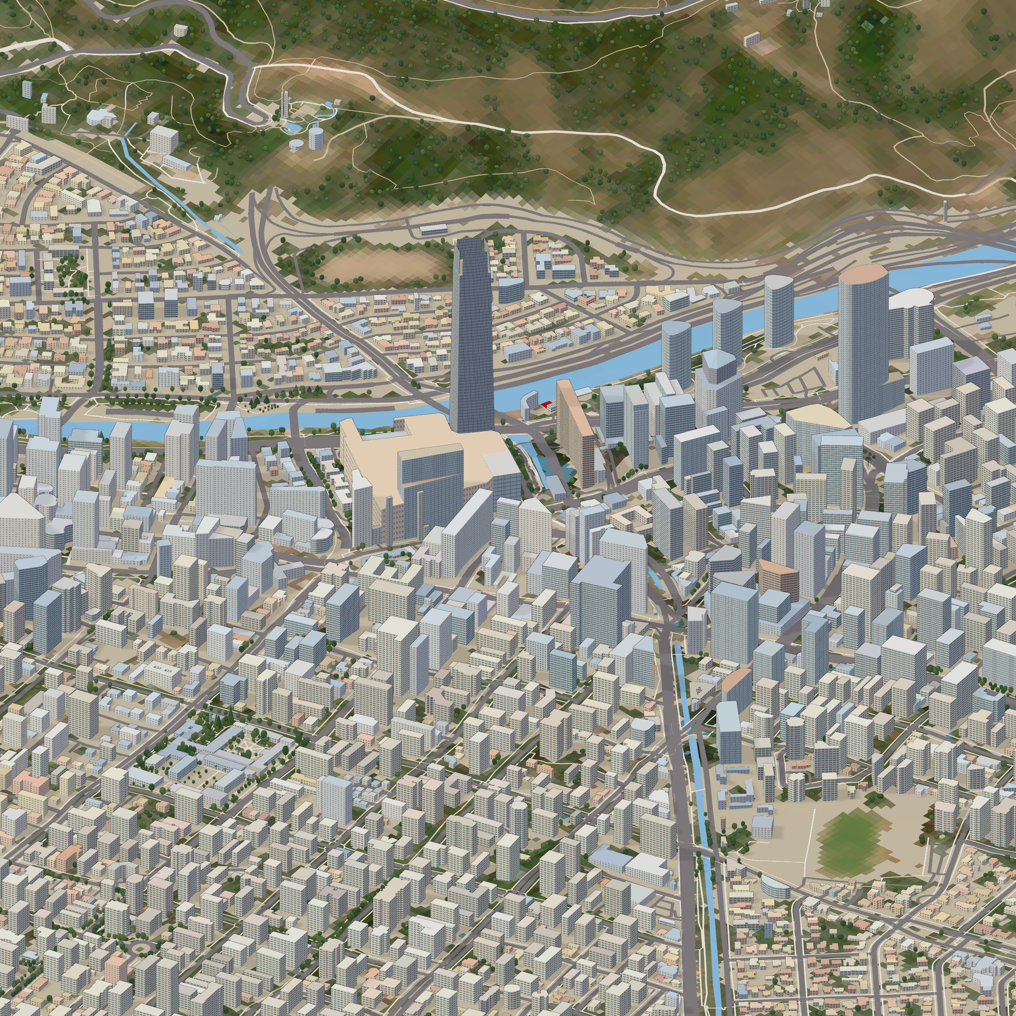 Mismo encuadre con color Sentinel-2 interpretado sobre las superficies naturales