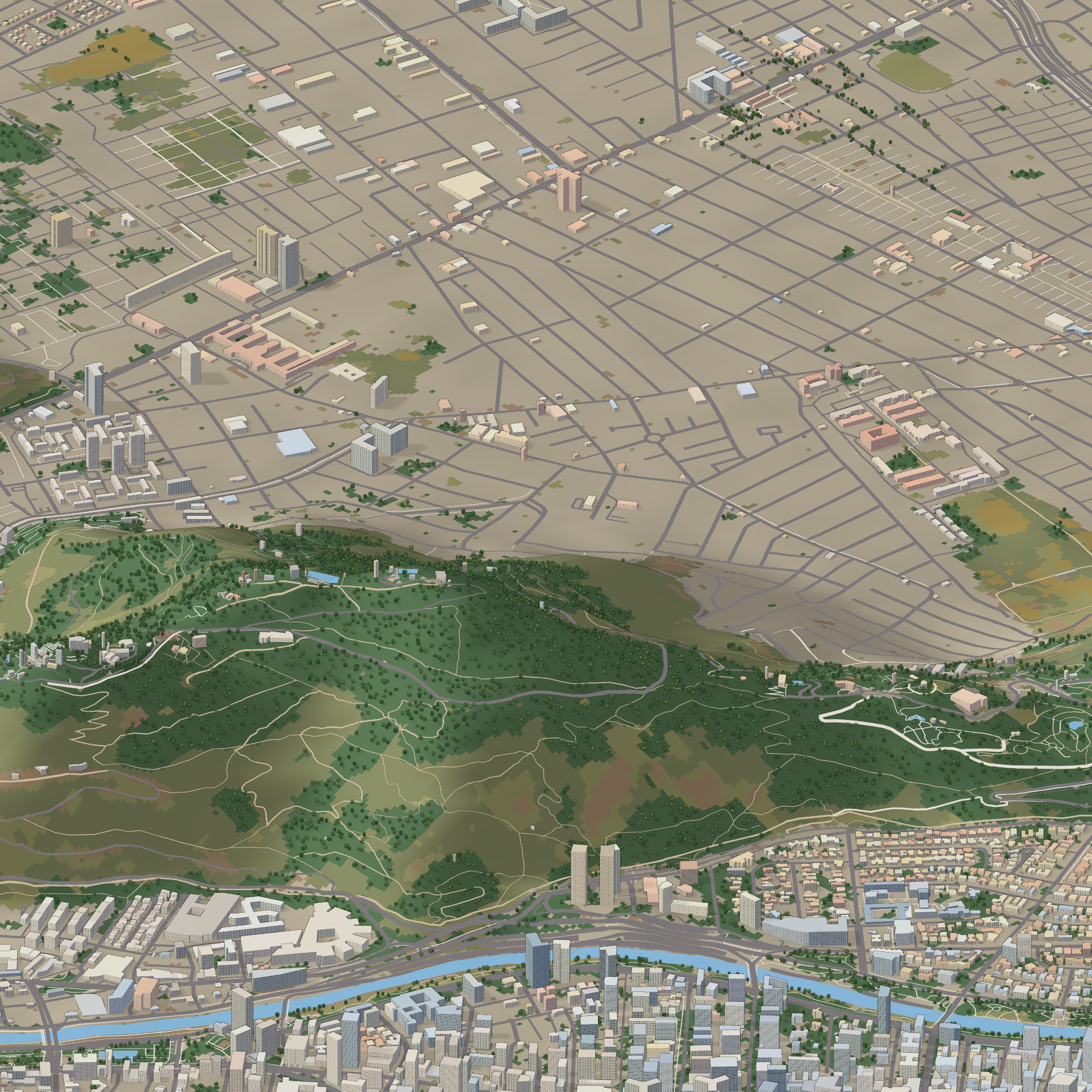 Misma escena con contraste cartográfico calculado desde las pendientes del terreno